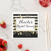 ブラック&金ゴールドボタニカルグラマグラムウェディングパーティー スタンダードカクテルナプキン (インサイチュ)