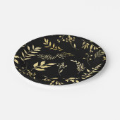 ブラック&金ゴールドボタニカルグラマグラムウェディングパーティー ペーパープレート (アングル)