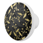 ブラック&金ゴールドボタニカルモダンブ素朴ランチ セラミックノブ (右)