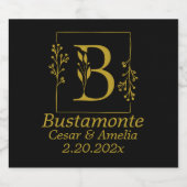 ブラック&金ゴールドボタニカルレターB ビールラベル (シングルラベル)