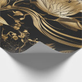 ブラック&金ゴールドボタニカル:フローラの恵み ラッピングペーパー (角)