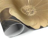 ブラック&金ゴールドボタニカル:フローラの恵み ラッピングペーパー (ロールコーナー)
