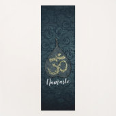 ブラック&金ゴールドボディリーフOMシンボルヨガインストラクター ヨガマット (正面)