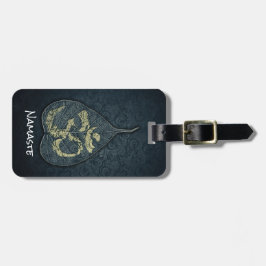 ブラック&金ゴールドボディリーフOMシンボルヨガインストラクター ラゲッジタグ