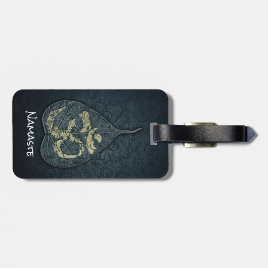 ブラック&金ゴールドボディリーフOMシンボルヨガインストラクター ラゲッジタグ (裏面横)