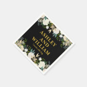 ブラック&金ゴールドボホボヘミアンシック結婚グリーナリー スタンダードカクテルナプキン (角)