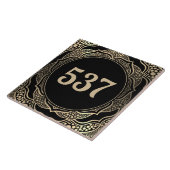 ブラック&金ゴールドボーホデコレーションハウスナンバープラーク タイル (側面)