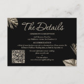 ブラック&金ゴールドボ結婚タニカル詳細とQR エンクロージャーカード (正面)