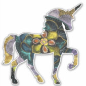 ブラック&金ゴールドマンダラユニコーンアート シール (正面)