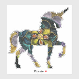 ブラック&金ゴールドマンダラユニコーンアート シール