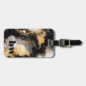 ブラック&金ゴールドマーブルカスタム文字 ラゲッジタグ (正面横)