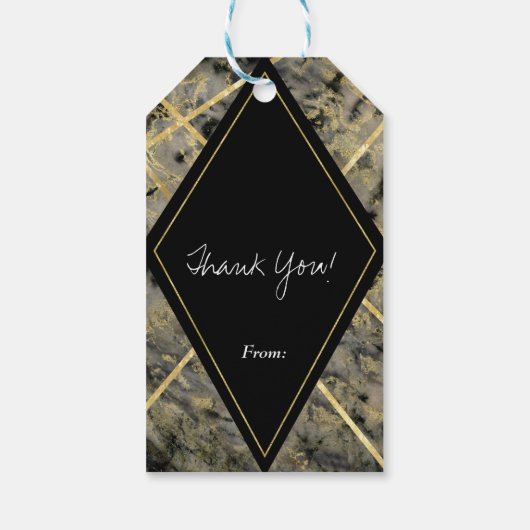 ブラック&金ゴールドマーブルグラムパーティーフェイブ ギフトタグ (裏面)