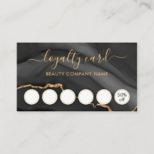 ブラック&金ゴールドマーブルゲートサロンロイヤリティカード