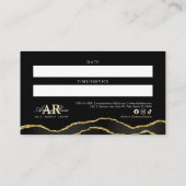 ブラック&金ゴールドマーブルゲート美しいアポイントメント 名刺 (裏面)