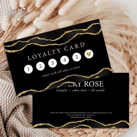 ブラック&金ゴールドマーブルゲート美しいサロンロイヤリティ 名刺