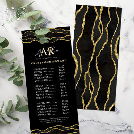ブラック&金ゴールドマーブルゲート美しいサロン価格表 ラックカード