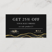 ブラック&金ゴールドマーブルゲート美しいサンキューカード 名刺 (裏面)