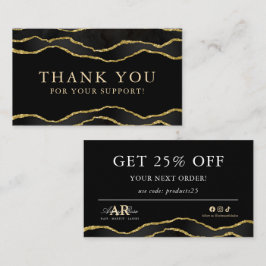ブラック&金ゴールドマーブルゲート美しいサンキューカード 名刺