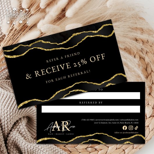 ブラック&金ゴールドマーブルゲート美しい紹介カード 名刺