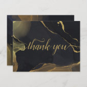 ブラック&金ゴールドマーブルサンキューハガキ ポストカード (正面/裏面)