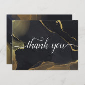 ブラック&金ゴールドマーブルサンキューハガキ ポストカード (正面/裏面)