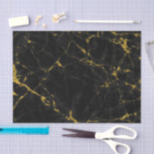 ブラック&金ゴールドマーブルテクスチャプリント 薄葉紙 (クラフト)