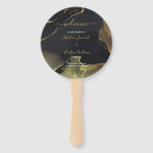 ブラック&金ゴールドマーブルハンドファン ハンドファン (正面)