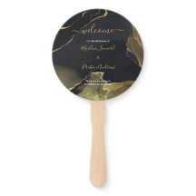 ブラック&金ゴールドマーブルハンドファン