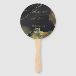 ブラック&金ゴールドマーブルハンドファン ハンドファン