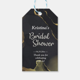 ブラック&金ゴールドマーブルブライダルシャワーギフトラベル ギフトタグ