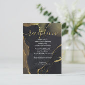 ブラック&金ゴールドマーブル披露宴カード 案内ポストカード (スタンド正面)