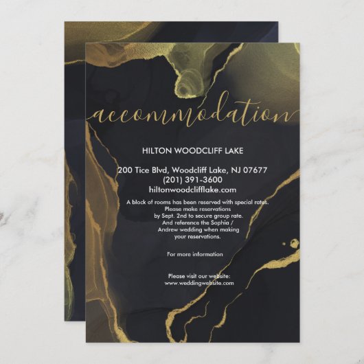ブラック&金ゴールドマーブ対応エンクロージャ招待状 招待状 (正面/裏面)