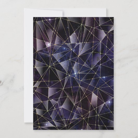 ブラック&金ゴールドミッドナイトクリスタル銀河系キンセアニェラ 招待状 (裏面)