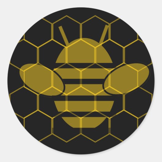 ブラック&金ゴールドミツバチコムシール ラウンドシール (正面)