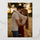 ブラック&金ゴールドミニマリストのモノグラム結婚写真 箔招待状 (裏面)