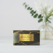 ブラック&金ゴールドミニマリストマーブル 名刺 (スタンド正面)