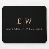 ブラック&金ゴールドミニマリストモダンモノグラム マウスパッド (正面)