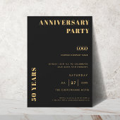 ブラック&金ゴールドミニマリスト企業ロゴ記念日 招待状