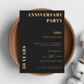 ブラック&金ゴールドミニマリスト企業ロゴ記念日 招待状