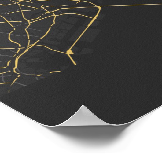 ブラック&金ゴールドミニマリスト東京シティポスター ポスター (角)