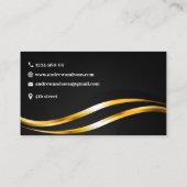 ブラック&金ゴールドミニマルエレガントリスト名刺 名刺 (裏面)