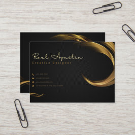 ブラック&金ゴールドミニマルクリエイティブデザイナーカード 名刺