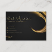 ブラック&金ゴールドミニマルクリエイティブデザイナーカード 名刺 (正面)