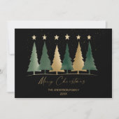 ブラック&金ゴールドミニマルモダンリストクリスマスツリー 招待状 (正面)