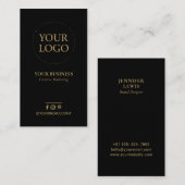 ブラック&金ゴールドミニマルロゴビジネスソーシャルメディア 名刺 (正面/裏面)