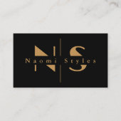 ブラック/金ゴールドミニマルQRコードプロフェッショナル写真 名刺 (正面)