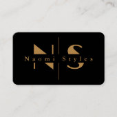 ブラック/金ゴールドミニマルQRコードプロフェッショナル写真 名刺 (正面)