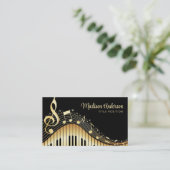 ブラック&金ゴールドミュージックノートデザイン事業 名刺 (スタンド正面)