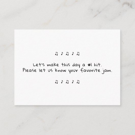 ブラック&金ゴールドミュージックノート結婚スケールの曲要求 エンクロージャーカード (裏面)