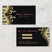 ブラック&金ゴールドミュージックノート 名刺 (正面/裏面)